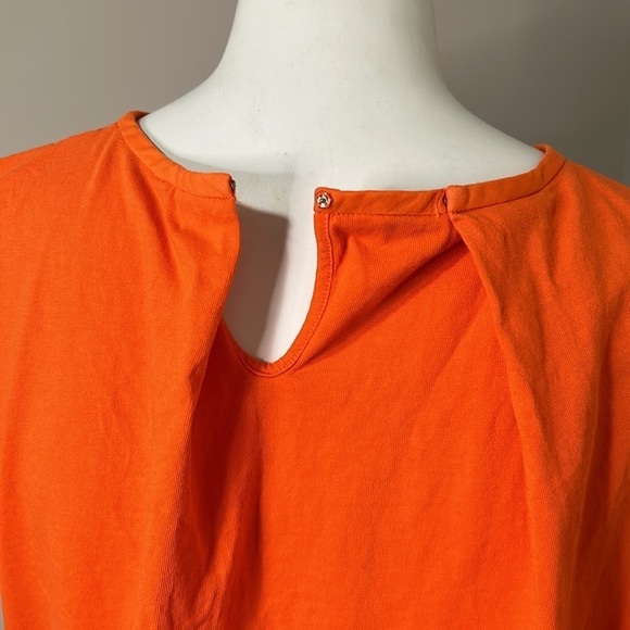 TORY BURCH Hermosa Eyelet Front Tee Embroidered Orange Flowy Sz 4 - Picture 16 of 16